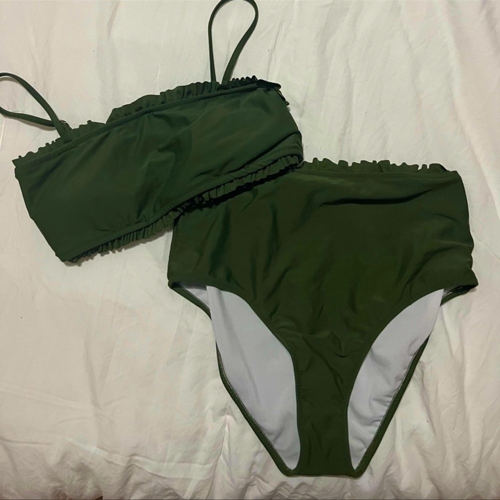 Army Green High Waisted Bikini